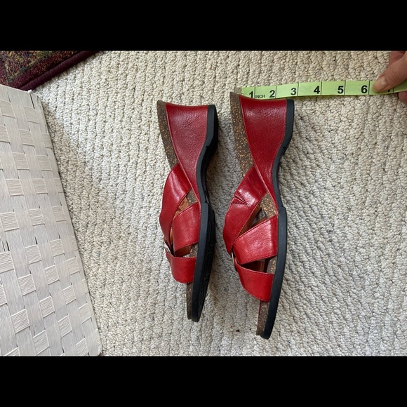 Ariat Red Leather Cork Wedge Sandals - Picture 6 of 8